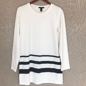 Forever 21 Cream Black Stripe Long Sleeve Mini Dress NWT M